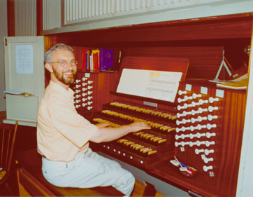 Me at the Petrikirche Organ Console