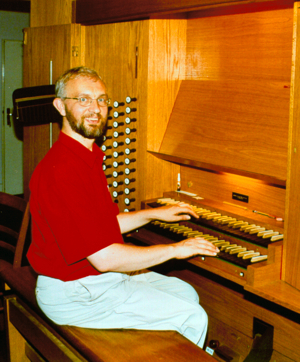 Me at St Bernard's Organ Console
